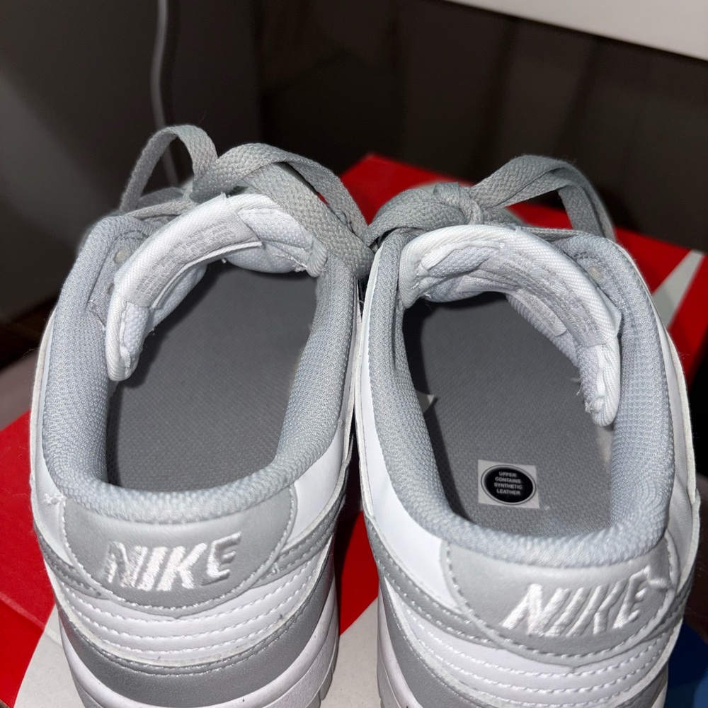 Nike Womens Dunk Low Gray and White Sneakers